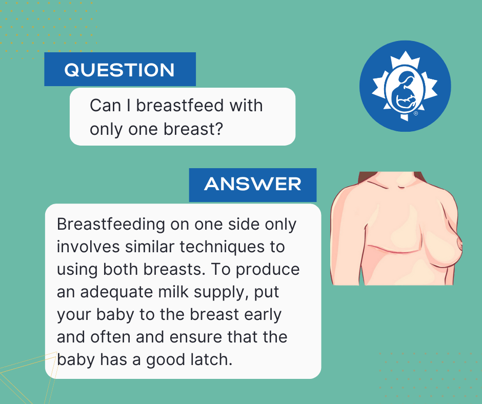 Breastfeeding on One Side Only La Leche League Canada Breastfeeding Support and Information